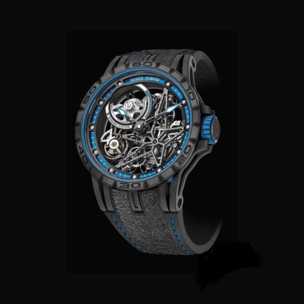Roger Dubuis Swiss Skeleton Black Rubber Strap Automatic replica first copy watch For Men 5