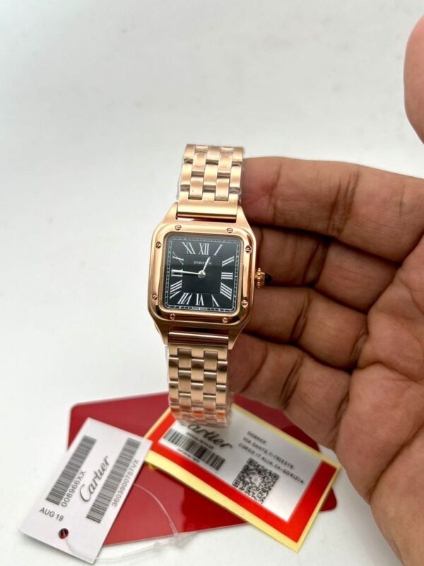Cartier Swiss Black Dail Rose Gold 1st copy replica watch For Ladies 6