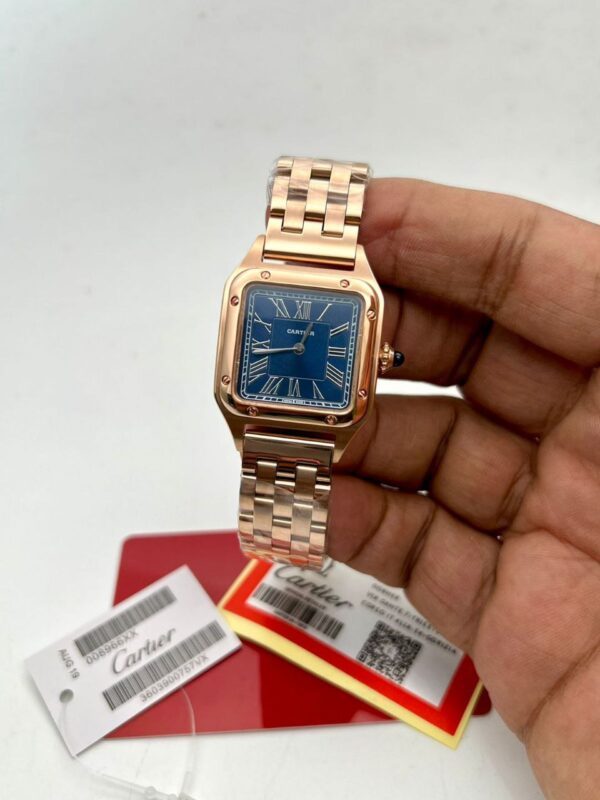 Cartier Swiss Blue Dail Rose Gold 1st copy replica watch For Ladies 7