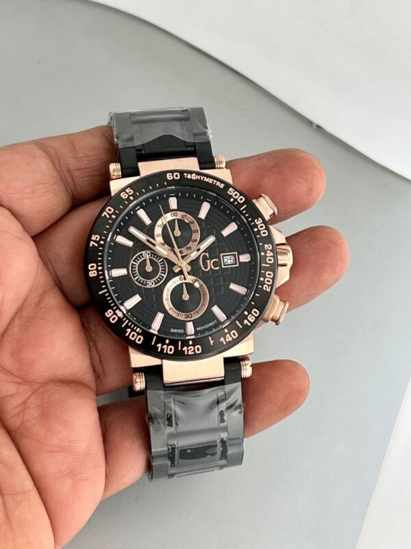 Gc Swiss Black Dail - Black Strap replica first copy watch For Men 15