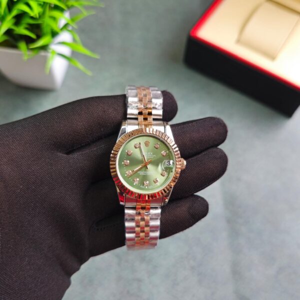 Rolex Datejust Green Dail Daimond Mark Swiss Automatic 1st copy replica watch For Ladies 35